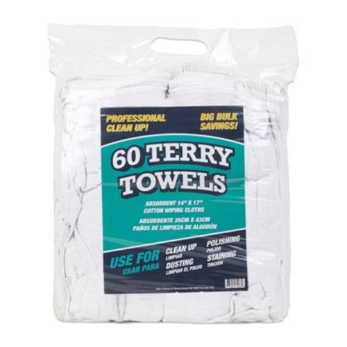 Terry Towel Pack Of 60 White Cotton 14x17 (1bag)