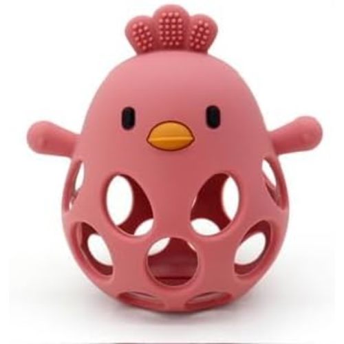 Theething Toy Baby Chew Toy for Sore Gums Made from BPA-Free Materials and Easy to Clean (Dusty Blue, Dark Pink, Mango.)