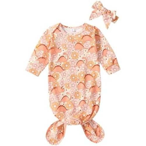 Infant Newborn Baby Girls Floral Sleep Gown Headband Sleepwear Romper Sleeping Bags Outfits