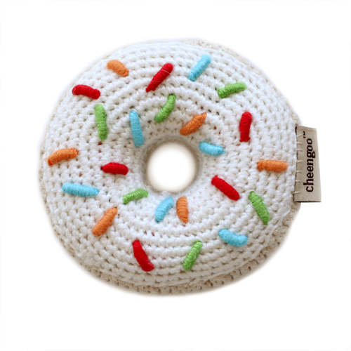 Crocheted Donut Rattle - white – Cheengoo