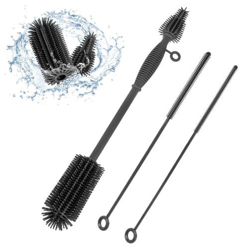 Baby Bottle Brush and Straw Cleaner Brush Set,Long Soft Silicone Brush Cleaner