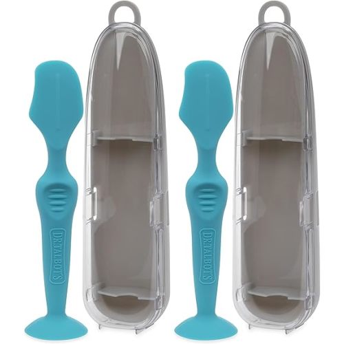 Dr. Talbot's Diaper Cream Brush for Babies - Diaper Rash Cream Applicator with Suction Base and Hygienic Case - Full Size - Aqua Blue, (Pack of 2)