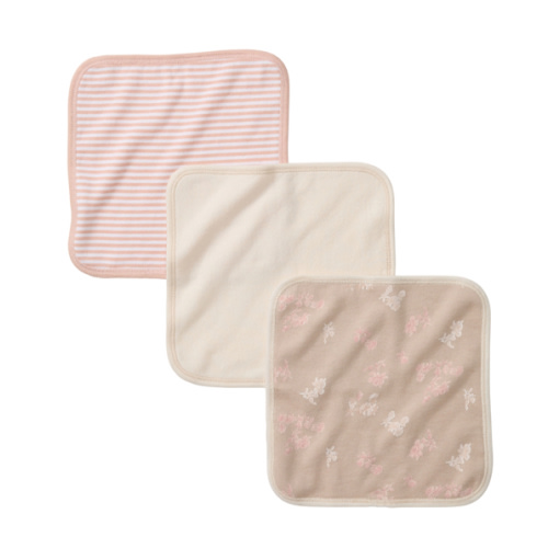 Whimsical Floral Organic Cotton Knit Terry Washcloths 3 Pack
