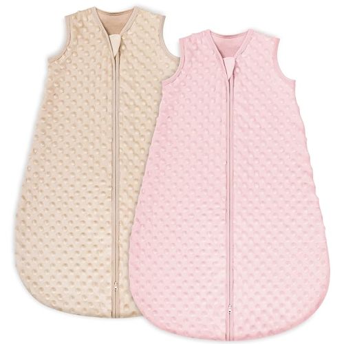 Yoofoss Fleece Baby Sleep Sack 6-12 Months with Plush Dots, TOG 1.5 Baby Wearable Blanket with 2-Way Zipper, Cotton Toddler Sleep Sack Fleece