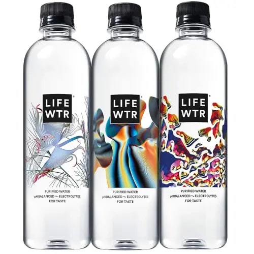 LIFEWTR Premium Purified Water pH Balanced with Electrolytes, 100% recycled plastic bottles, 16.9 Fl Oz Bottles, 500ml (Pack of 12)