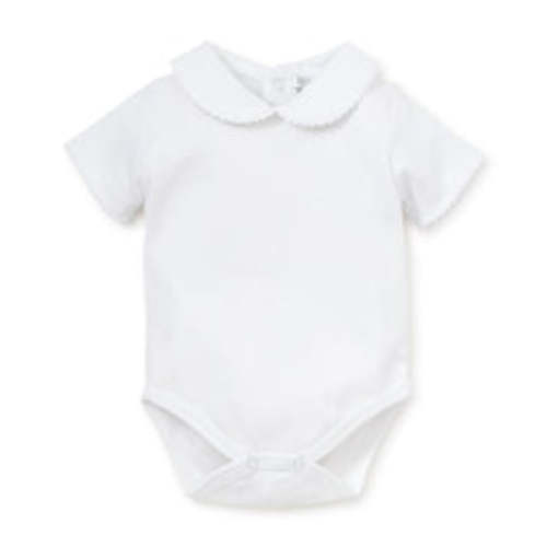 White/Pink Kissy Basics S/S Bebe Collar Bodysuit