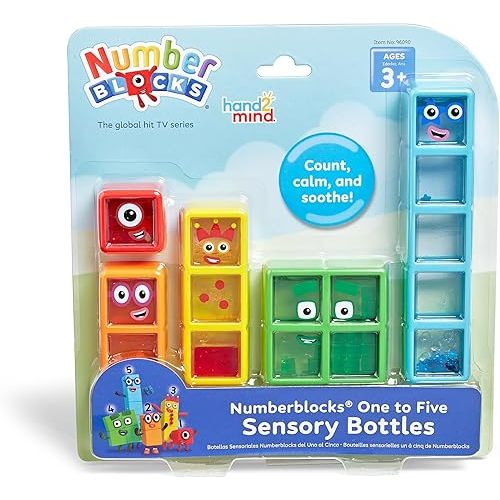 hand2mind Numberblocks One to Five Sensory Bottles, Numbers for Toddlers, Counting Toys, Calming Sensory Toys, Calm Down Corner Supplies, Social Emotional Learning, Easter Basket Stuffers for Kids