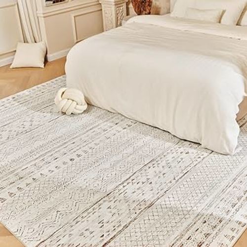 5x7 Area Rugs for Living Room Rugs, Washable Rug Neutral Carpet Soft Boho Rug for Bedroom, Large Area Rug for Play Room Dining Room Rug Indoor Brown