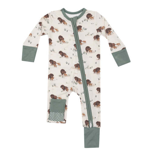 2-Way Zip Romper, Bison Families