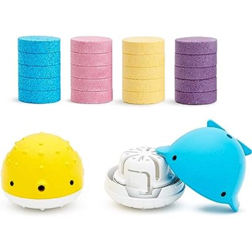 Munchkin® Color Buddies™ Moisturizing Bath Water Color Tablets & 2 Toy Dispensers, 20 Tablets
