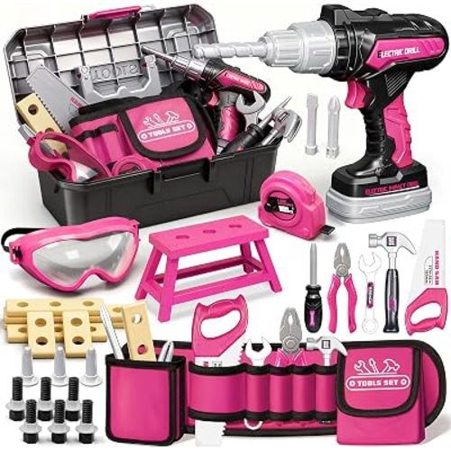 KidBloom Kids Tool Set, 50 Pcs Toddler Tool Set with Kids Tool Belt