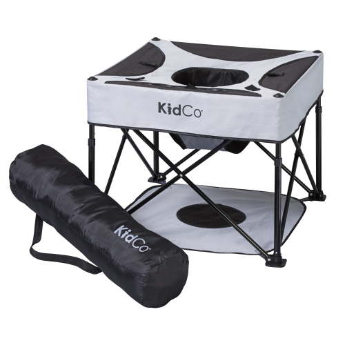 KidCo GoPod, Baby Activity Seat w/Floor Pad & Toy Holder, Adjustable Height, Midnight