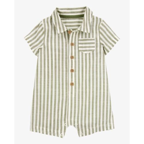 Baby Striped Short-Sleeve Romper- Green - Carter's | Carter's