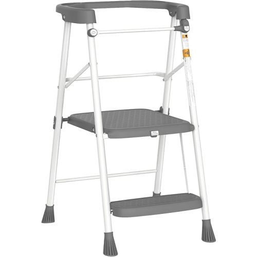 HBTower Kids 2 Steps Step Stool, Toddler Tower for Kitchen Counter Learning, Toddler Kitchen Stool Helper with Anti-Drop Safty Railing Kids Standing Folding Stepper