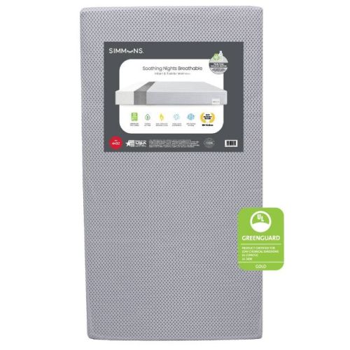 Simmons Kids' Soothing Nights Breathable Baby Crib Mattress And Toddler Mattress With Machine Washable Cover - Greenguard Gold Certified
