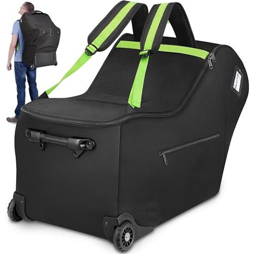 YOREPEK Infant Car Seat Travel Bag with Wheels Compatible with Nuna Pipa Car Seat and Base, Carseat Cover for Airplane Travel with Backpack Straps, Car Seat Bags for Air Travel with Storage Pocket