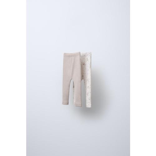 TWO PACK OF PRINTED POINTELLE LEGGINGS - Ecru | ZARA United States