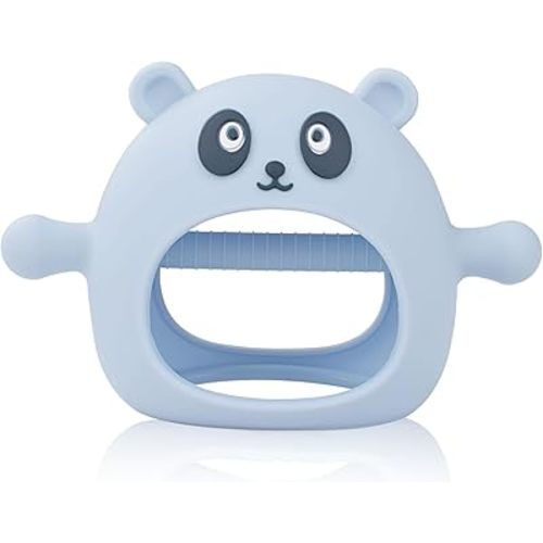 Teething Toys for Babies 3-6 Months, Tinabless Panda Never Drop Silicone Teethers for Babies 6-12 Months, Infant Hand Teether Pacifiers for 3-6Months Breastfeeding Babies