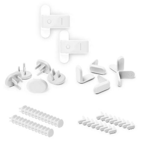 Ubbi Child Safety Nets and Guards Bundle - 36 Covers - 16 Corners - 2 Pinch Plastic and Rubber 1.5" White - 54pc
