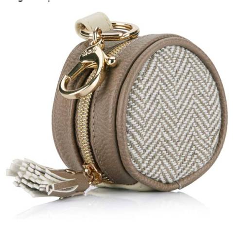 Itzy Ritzy Pacifier Holder Case with Clip - Pacifier Case Includes Clasp to Easily Attach to a Diaper Bag or Purse, Measures 2.5" in Diameter and Holds 2 Pacifiers (Vanilla Latte)