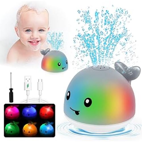 Baby Toddler Infant Bath Toys - Light up Toddla Whale Bath Toy Sprinkler for Kids Age 1-3 2-4 3-5 4-8 Mold Free Bathtub Tub Water Pool Shower Toys for Babies 6-12-18-24 Months Baby 1st Birthday Gifts