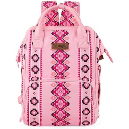 Montana West x Wrangler Aztec Travel Backpack Western Baby Bag Multi-Function Bags with Waterproof Insulated Pockets