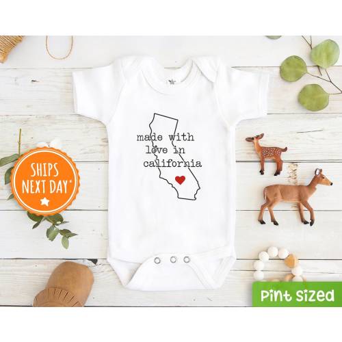 Made With Love In California Baby Onesie® - Cute State Love Baby Onesie®