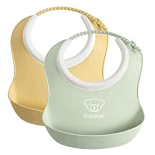 Amazon.com: BabyBjörn Small Baby Bib, 2-pack, Powder yellow/Powder green : Baby