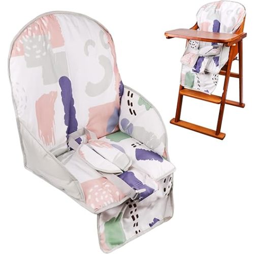 High Chair Pad, High Chair Cushion, Cute Pattern, Comfortable Seat Belt Design, Soft and Comfortable Seat Cushion Breathable Pad, Baby Sits More Safe and Comfort(Light Print Pattern)