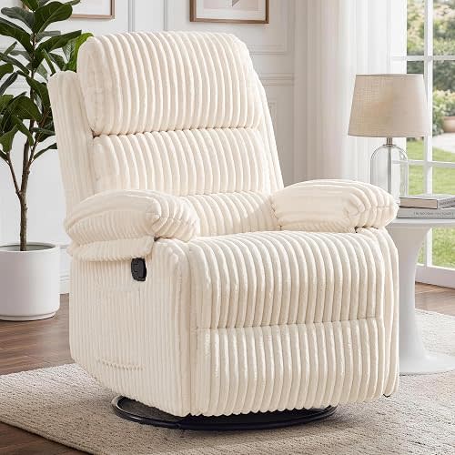 Korser Rocking Recliner Chair, Nursery Rocker Chair for Adults, Small Recliners for Small Spaces, Swivel Rocker Recliner with Cushion, Upholstered Rocking Chairs for Living Room, RV, Corduroy