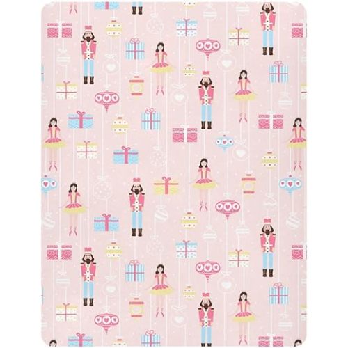 Christmas Nutcracker Ballerina Ball Fitted Crib Sheet, Pink Gift Box Crib Sheets Playard Standard Crib Toddler Mattress Sheets Ultra Soft Breathable for Boys Girls 52x28inch