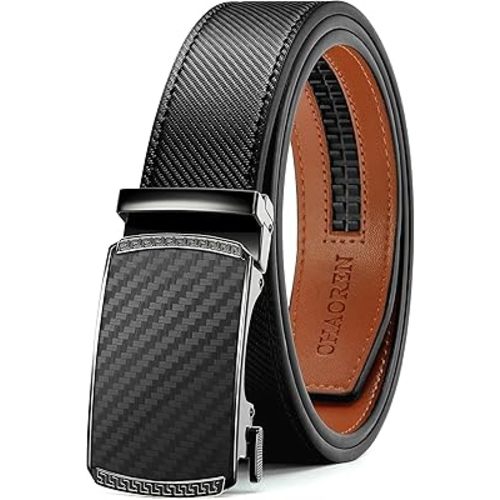 CHAOREN Mens Belt Leather Ratchet Belt - Customizable Fit, Effortless Style (35mm)