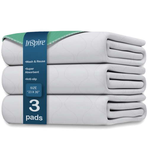 Inspire Washable and Reusable Incontinence Bed Pads 3 Pack Waterproof Mattress Pad Chux Pads (24"x 36'')
