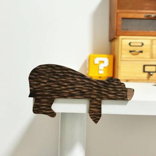 Wooden Bear Door Frame Decor Door Topper Corner Sculpture - BROWN