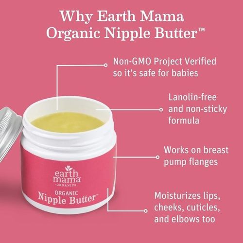 Organic Nipple Butter™ Breastfeeding Cream by Earth Mama | Postpartum Essentials Safe for Nursing, Non-GMO Project Verified, No Lanolin, 2-Fluid Ounce - 2 Fl Oz (Pack of 1)