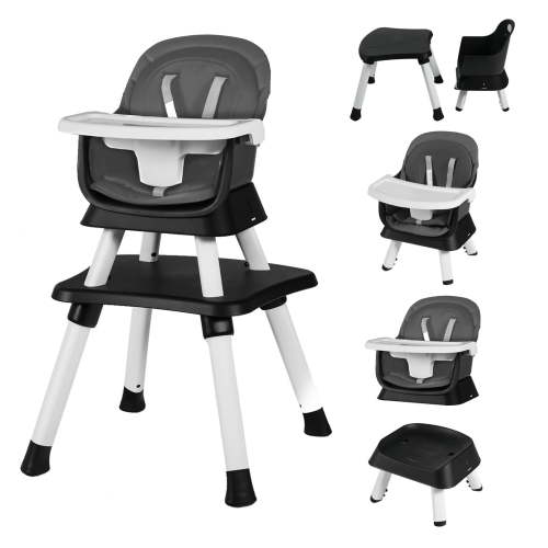 LINLUX 8 in 1 Convertible High Chair for Babies, Feeding Booster Seat for Toddlers, Grey