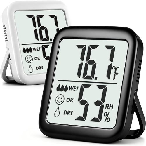 Antonki 2 Pack Room Thermometer for Home, Hygrometer Indoor Humidity Meter Gauge, Digital Temperature and Humidity Sensor Monitor for House, Terrarium, Incubator, Greenhouse - Battery Included