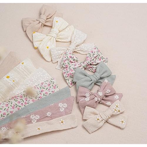 Fancy Clouds Baby Girl Bows and Headbands,14 pcs Stretchy Soft Nylon Hairbands Hair Bows for Newborns, Infants, Toddlers - Handmade Baby Hair Accessories for Girls