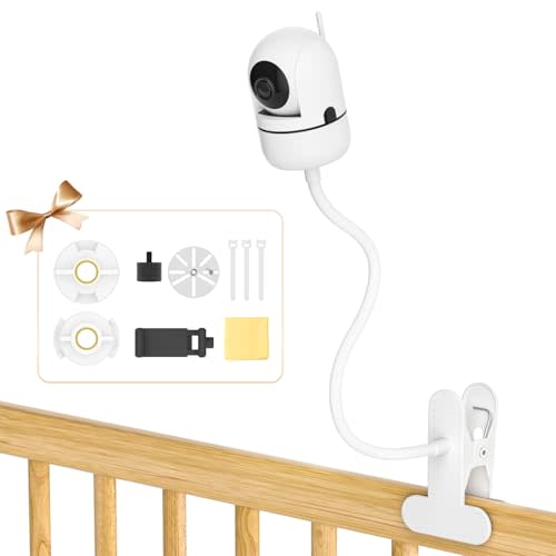 Universal Baby Monitor Crib Mount for HelloBaby, VTech, Infant Optics DXR 8 & DXR-8 Pro, ANMEATE, Nanit Pro, Eufy, Owlet, VAVA - 19.4" Flexible Goosenesk Baby Monitor Crib Holder for 360° Adjustable