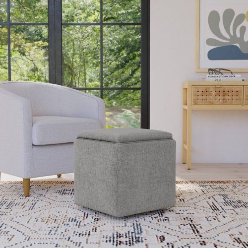 HomePop Storage Ottoman with Tray Top Gray