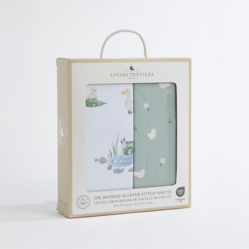 Living Textiles Bedside Sleeper Fitted Sheet 2 Pack Goosey Goosey