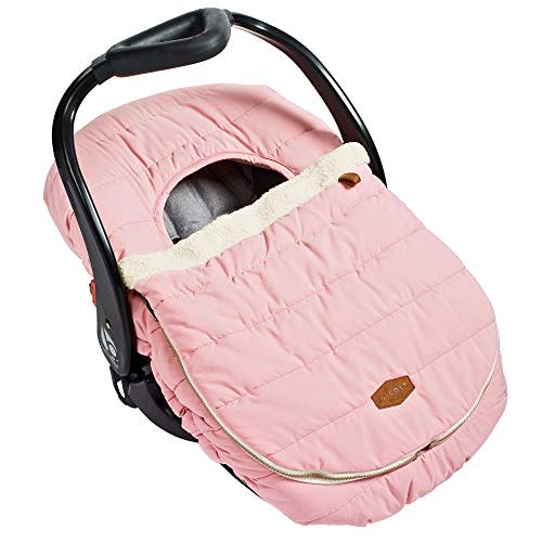 JJ Cole Winter Baby Car Seat Cover - Winter Weather Protection for Baby Seat or Stroller with Warm Sherpa Lining - Blush Pink