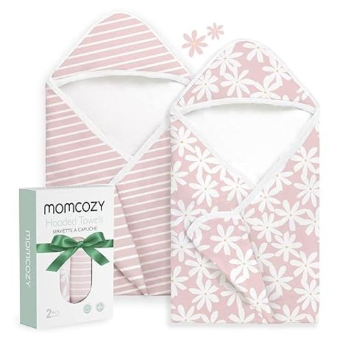 Momcozy Baby Towel with Hooded - Ultra Soft & Absorbent Large Bath Towel Set for Comfort & Gentle on Baby's Skin - Shower Gift & Bath Essential & Baby Registry Search for Newborn,Infant,Toddler,Kids