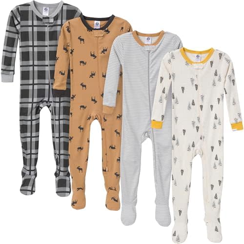 Gerber Baby Boys' 4-Pack Footed Pajamas