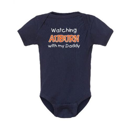 Auburn Fans Gear for Baby - Watching with my Daddy - Bodysuit Outfit - Navy