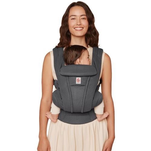 Ergobaby Omni Deluxe Baby Carrier Newborn to Toddler - Breathable Baby Carriers for Summer - All-Position Carrier with Enhanced Lumbar Support & Airflow (7-45 Pounds), Mesh, Graphite Grey
