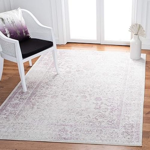 SAFAVIEH Adirondack Collection Area Rug - 6' x 9', Ivory & Lavender, Oriental Distressed Design, Non-Shedding & Easy Care, Ideal for High Traffic Areas in Living Room, Bedroom (ADR109U)