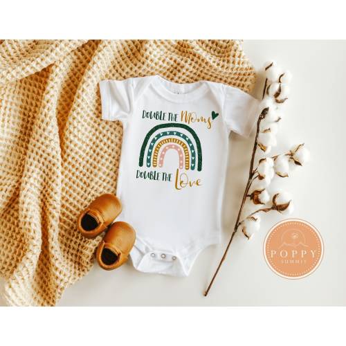 Double the Moms Double the Love | Lesbian mom baby bodysuit | LGBT baby | Two moms baby gift | Lesbian pregnancy