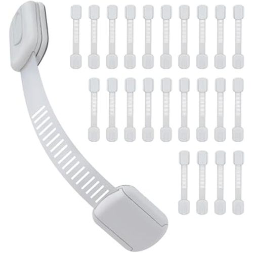Child Proof Cabinet Locks - Cabinet Locks Baby Proofing with 3M Adhesives for Refrigerator, Oven, Cupboards, Toilet Seat - Adjustable,Easy Installation,No Drilling (24 Pack)
