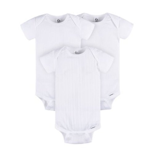 Gerber Baby Neutral 3-Pack White Short Sleeve Bodysuits, Sizes Preemie - 24 Months